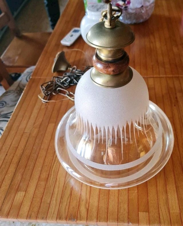 Lampada a sospensione Space Age vetro serigrafato