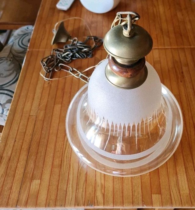 Lampada a sospensione Space Age vetro serigrafato