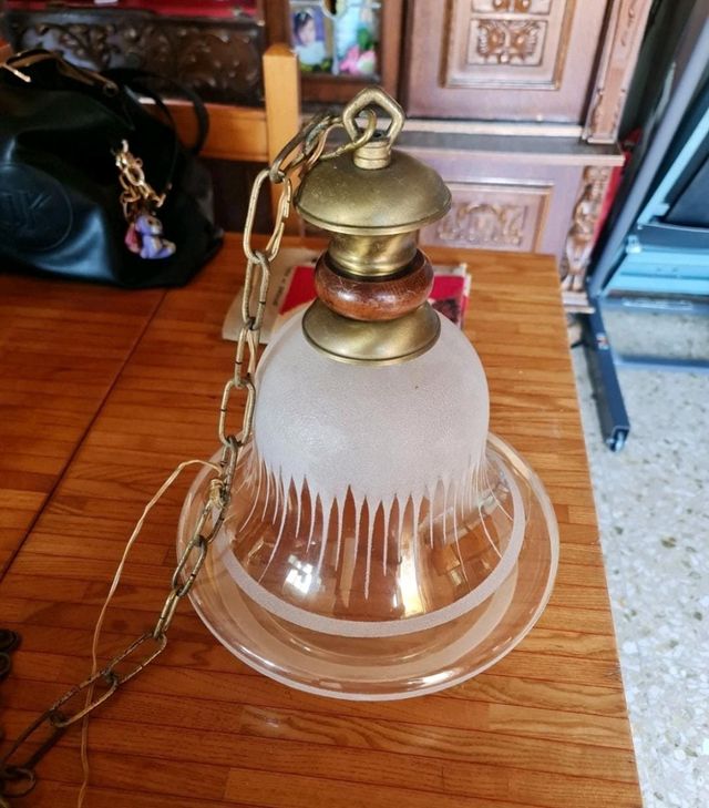 Lampada a sospensione Space Age vetro serigrafato