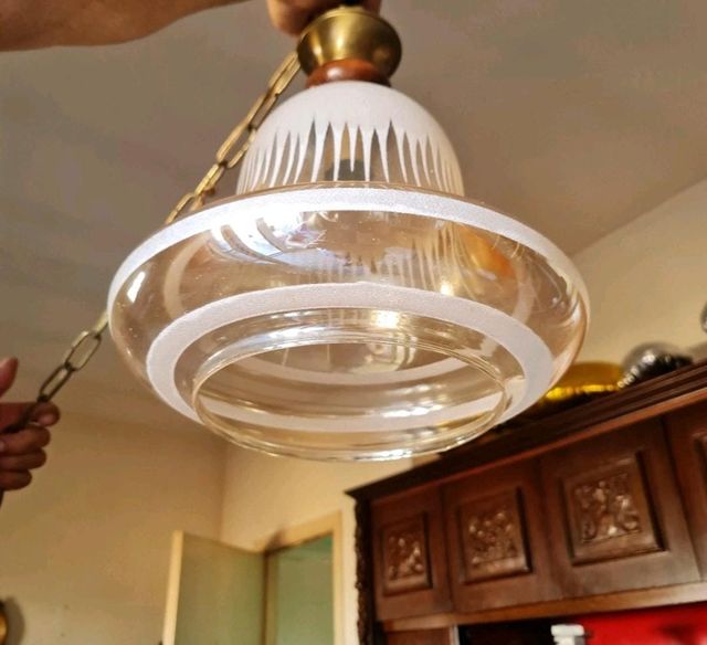 Lampada a sospensione Space Age vetro serigrafato