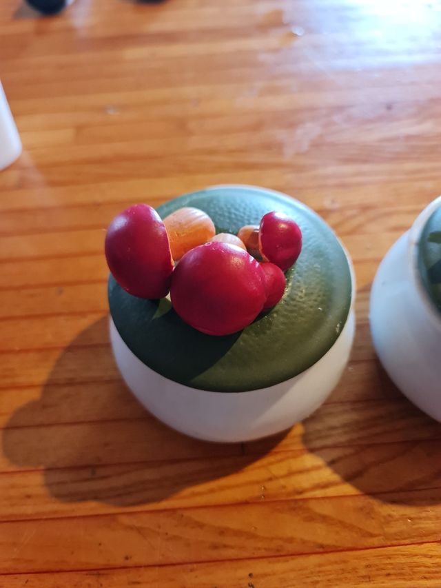 Set 3 barattoli vintage decorati con frutta