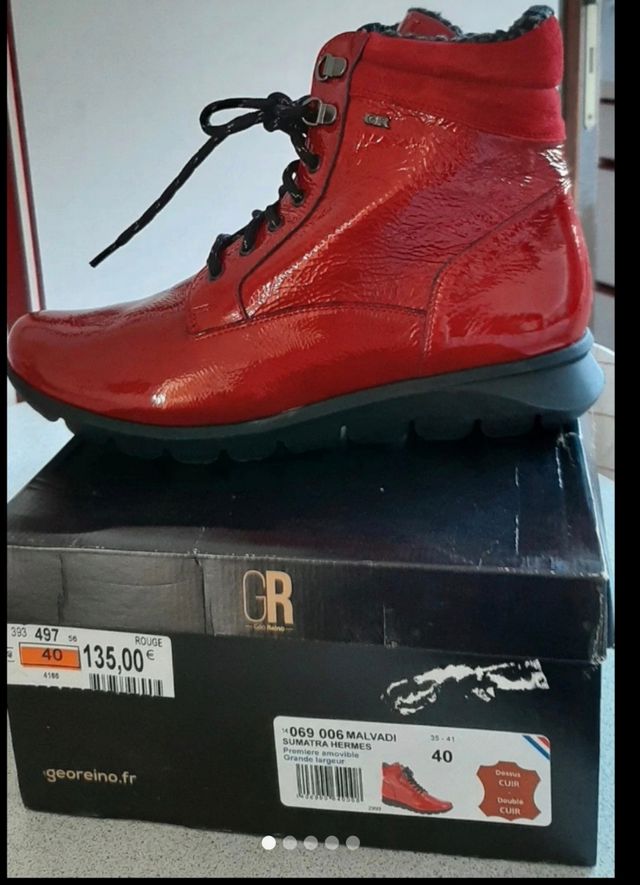 Botines Charol Piel Rojos.Geó Reinó.