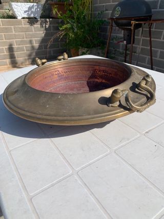 Braciere antico rame grande con manici