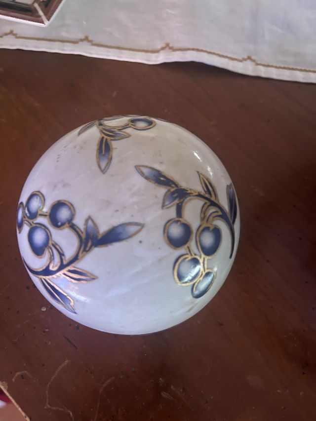 Vaso decorativo porcellana cinese blu e oro