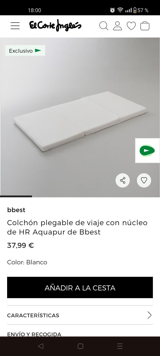 Colchón cuna viaje algodón