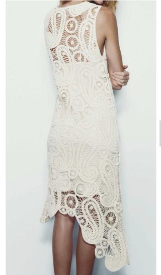 Vestido Zara Crochet Beige