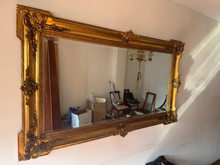 Espejo Antiguo Dorado Marco Madera
