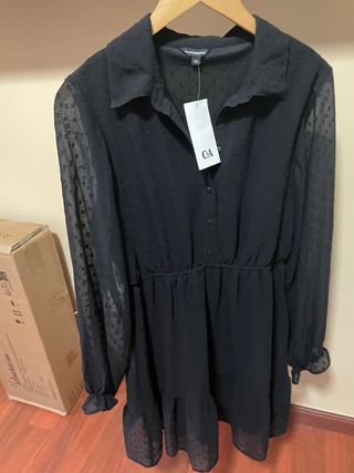 Vestido negro gasa elegante sin estrenar