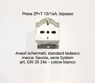 Presa bipasso Gewiss 2P+T 10/16A. art. GW 20 246