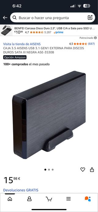 Caja Externa AISENS para Discos Duros 3.5