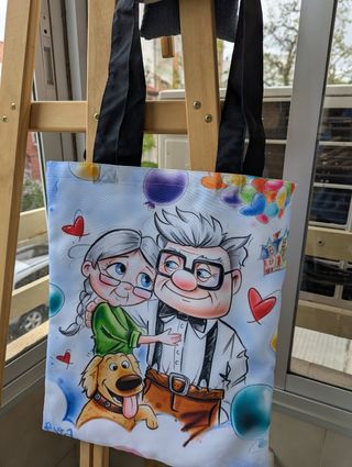 Bolso Tote Ilustrado Hecho a Mano poliéster 100%