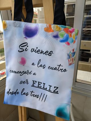 Bolso Tote Ilustrado Hecho a Mano poliéster 100%