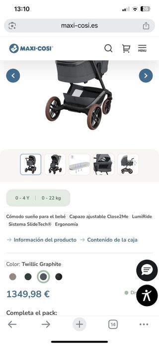 Carrito de bebé Maxicosi Fame gris oscuro
