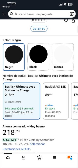 Ratón Gamer Razer Basilisk Ultimate Negro