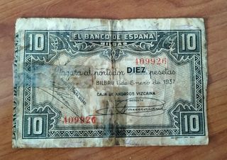 Billete 10 pesetas Banco de España 1937