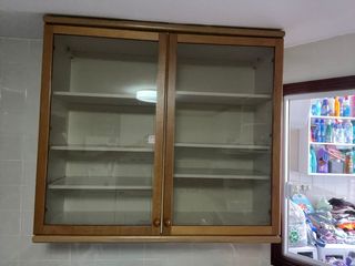 Vitrina Mueble Alto Almacenaje Madera y Cristal