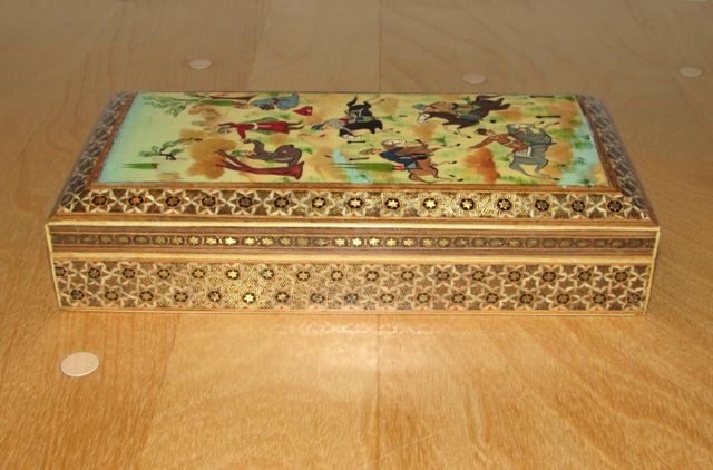 Caja joyero oriental Irán Khatam Jatam persa 20x10
