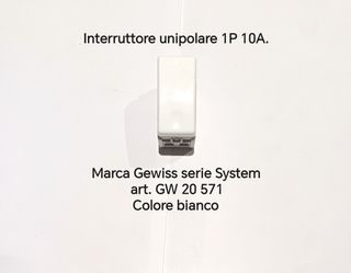 Interruttore unipolare Gewiss 1P 10A. art. 20 571