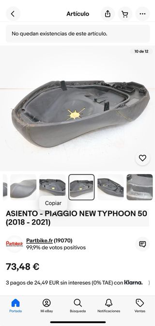 Asiento y baúl Piaggio New Typhoon