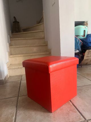 Puff baúl almacenaje rojo