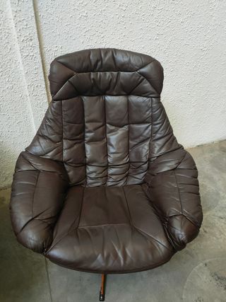 Sillón Bramin Giratorio Piel Dinamarca Mid Century
