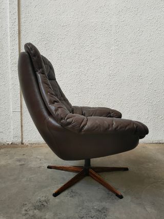 Sillón Bramin Giratorio Piel Dinamarca Mid Century