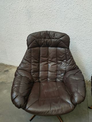 Sillón Bramin Giratorio Piel Dinamarca Mid Century
