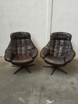 Sillón Bramin Giratorio Piel Dinamarca Mid Century