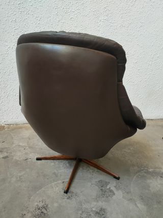 Sillón Bramin Giratorio Piel Dinamarca Mid Century