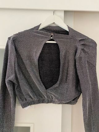 Top Brillo Bershka Plateado