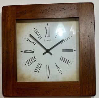 Orologio da parete Lowell in legno vintage