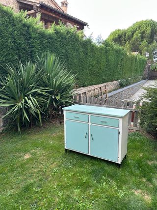 Mueble Cocina Vintage Teal y Blanco