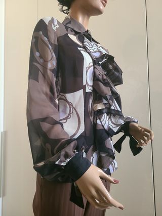 Camicia Seta Marrone Viola