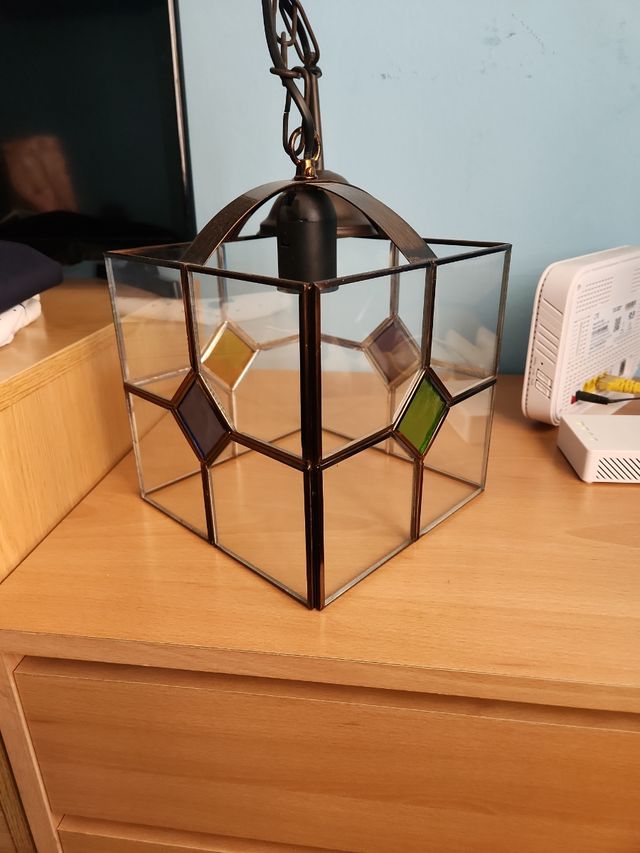 Lámpara de techo de cristal y metal