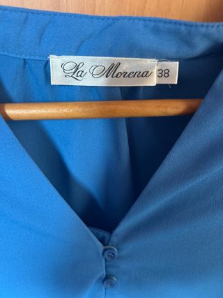 Camisa La Marena manga larga azul talla M