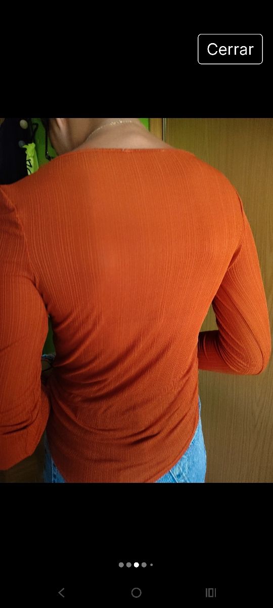 Camiseta Zara manga larga naranja