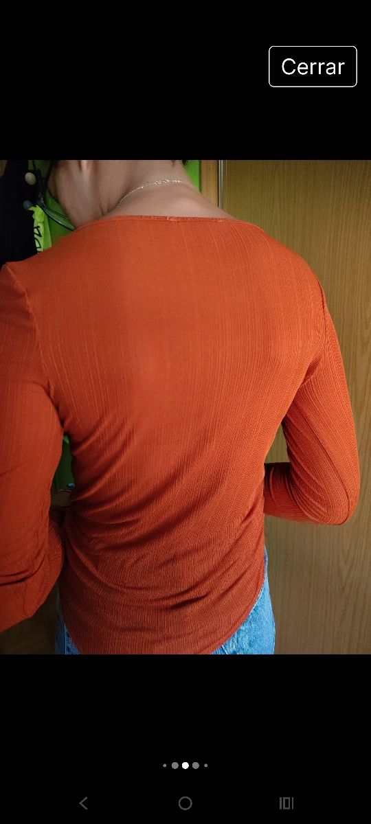 Camiseta Zara manga larga naranja