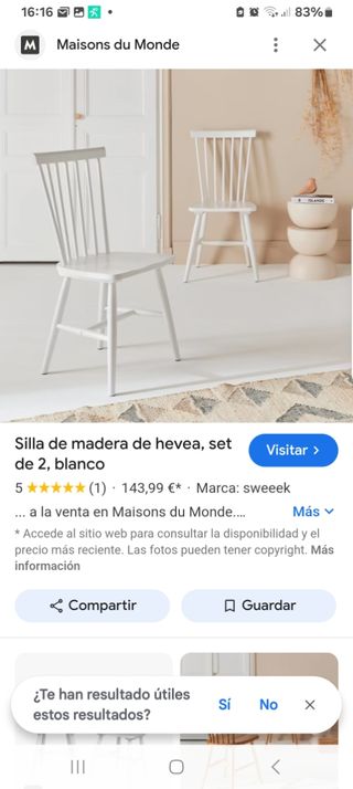 Dos sillas de madera blancas