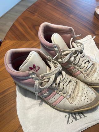 Adidas Zapatillas Altas Rosa y Blanco