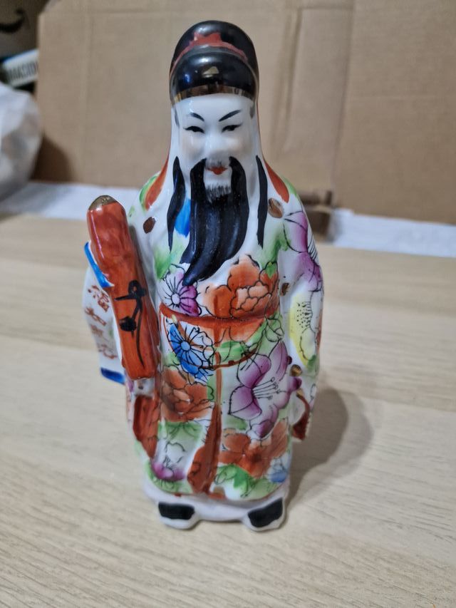 Figura Sabio Chino Porcelana Multicolor