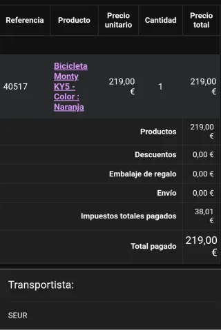 Bicicleta Monty KY7 24 pulgadas - Naranja