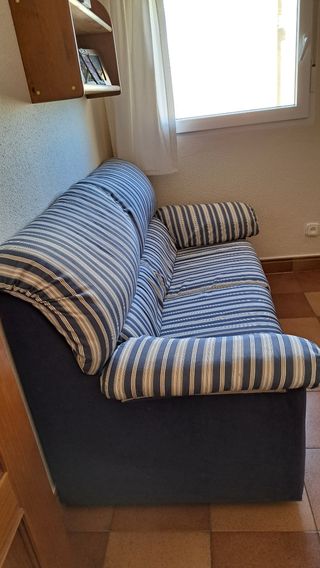 Sofá Cama Rayas Azul y Blanco