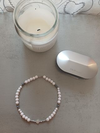 Collana fatta a mano perle bianche e grigie