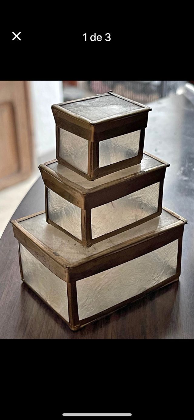 Cajitas de Nácar Doradas y Blancas