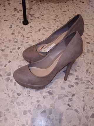 Zapatos de tacón con plataforma marrones talla 37