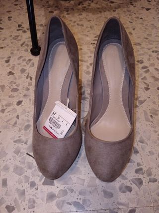 Zapatos de tacón con plataforma marrones talla 37