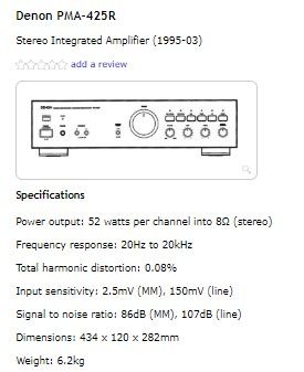 Denon PMA-425R Amplificador Integrado Negro