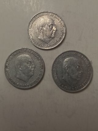 3 Monedas 50 Céntimos Franco 1966