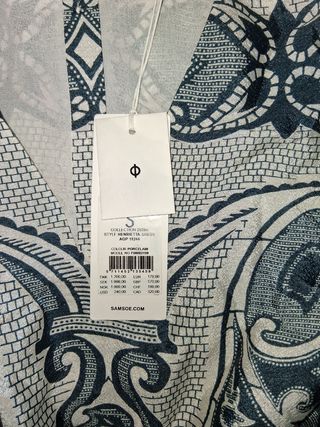 Vestido estampado azul y blanco talla S