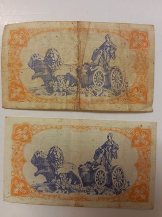 2 billetes 1 peseta 1937 República Española